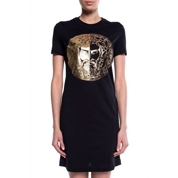 VERSACE Tops - NEW VERSACE couture women gold logo t-shirt dress in black